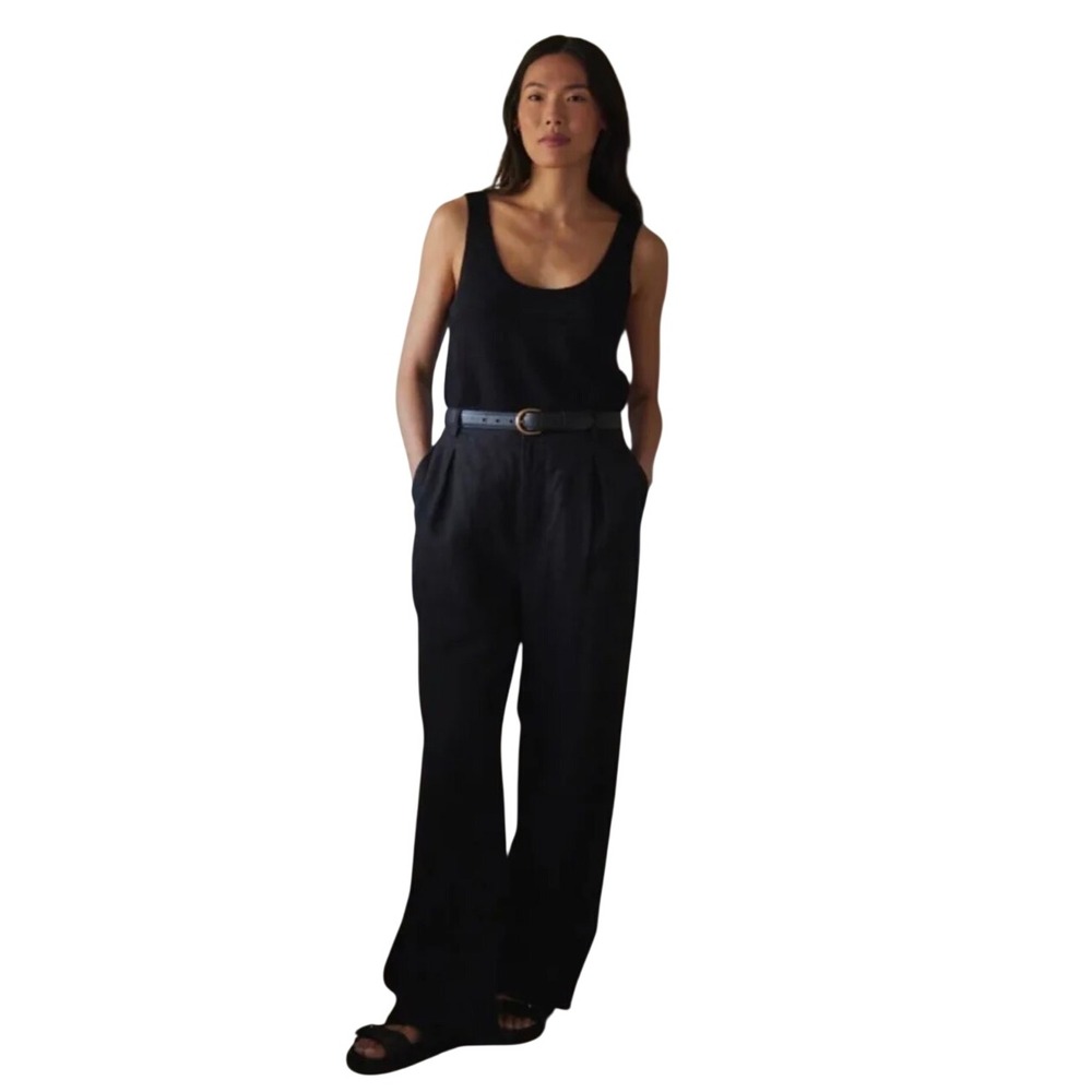 NWT Jenni Kayne Linen Kyle Trouser Black Women's size 4 Minimalist Quiet Luxury